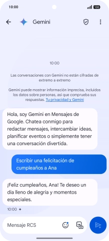 La propuesta de texto de Gemini se visualiza ahora en la pantalla. La propuesta de texto de Gemini se visualiza ahora en la pantalla.