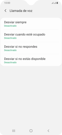 Pulsa el tipo de desvío deseado. Pulsa el tipo de desvío deseado.