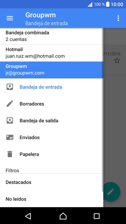 Pulsa la cuenta de correo electrónico deseada. Pulsa la cuenta de correo electrónico deseada.