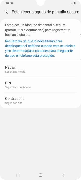 Pulsa el código de seguridad deseado y sigue las indicaciones de la pantalla para crear un código de seguridad del teléfono adicional. Pulsa el código de seguridad deseado y sigue las indicaciones de la pantalla para crear un código de seguridad del teléfono adicional.