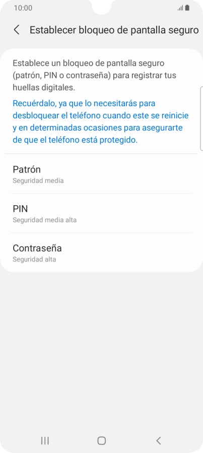 Pulsa el código de seguridad deseado y sigue las indicaciones de la pantalla para crear un código de seguridad del teléfono adicional. Pulsa el código de seguridad deseado y sigue las indicaciones de la pantalla para crear un código de seguridad del teléfono adicional.