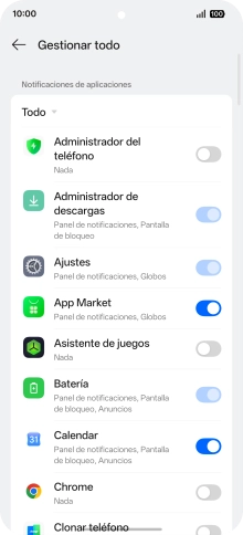 Pulsa el indicador junto a las apps deseadas para activar o desactivar la función. Pulsa el indicador junto a las apps deseadas para activar o desactivar la función.