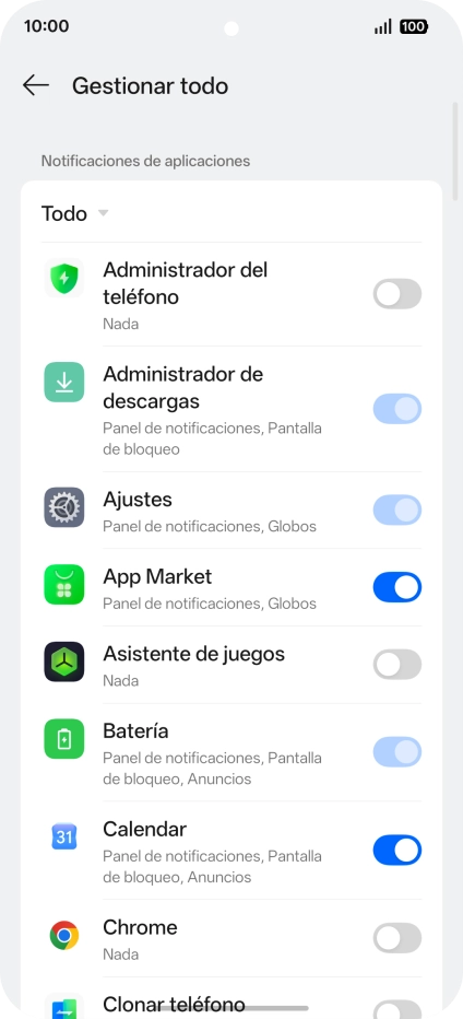 Pulsa el indicador junto a las apps deseadas para activar o desactivar la función. Pulsa el indicador junto a las apps deseadas para activar o desactivar la función.