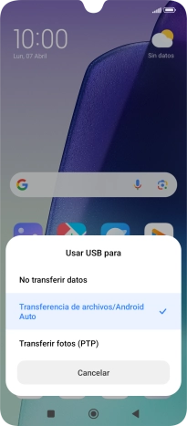 Pulsa Transferencia de archivos/Android Auto.