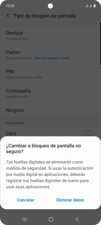 Pulsa Eliminar datos. Pulsa Eliminar datos.