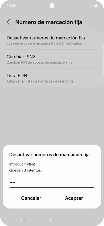 Introduce el código PIN2 y pulsa Aceptar. Introduce el código PIN2 y pulsa Aceptar.