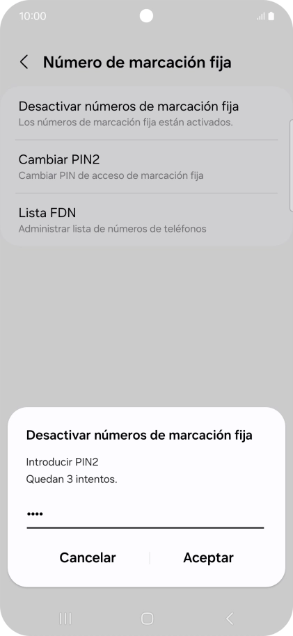 Introduce el código PIN2 y pulsa Aceptar. Introduce el código PIN2 y pulsa Aceptar.