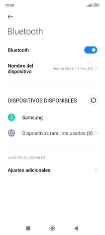 Pulsa el dispositivo Bluetooth deseado y sigue las indicaciones de la pantalla para vincular el dispositivo al teléfono. Pulsa el dispositivo Bluetooth deseado y sigue las indicaciones de la pantalla para vincular el dispositivo al teléfono.