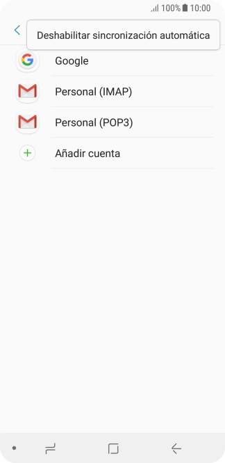 Pulsa Deshabilitar sincronización automática. Pulsa Deshabilitar sincronización automática.