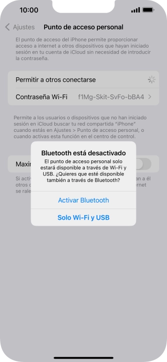 Si la función de wifi está activada, pulsa Solo Wi-Fi y USB.