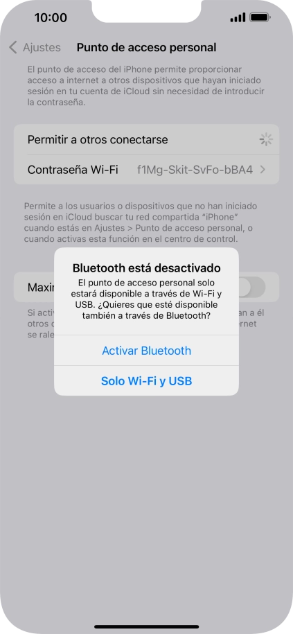 Si la función de wifi está activada, pulsa Solo Wi-Fi y USB.