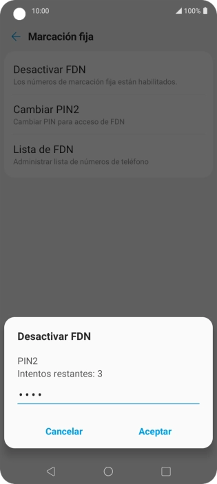Introduce el código PIN2 y pulsa Aceptar.