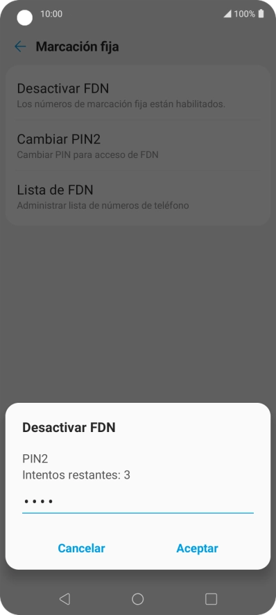 Introduce el código PIN2 y pulsa Aceptar.