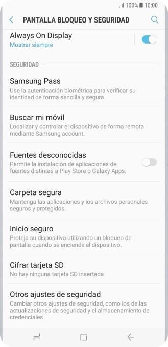 Pulsa Otros ajustes de seguridad. Pulsa Otros ajustes de seguridad.
