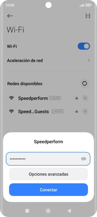 Introduce la contraseña de la red wifi y pulsa Conectar. Introduce la contraseña de la red wifi y pulsa Conectar.