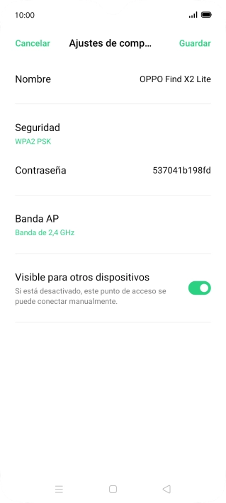 Pulsa Nombre e introduce el nombre deseado de la conexión wifi. Pulsa Nombre e introduce el nombre deseado de la conexión wifi.