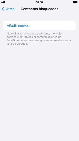 Pulsa Añadir nuevo... y sigue las indicaciones de la pantalla para bloquear un contacto. Pulsa Añadir nuevo... y sigue las indicaciones de la pantalla para bloquear un contacto.