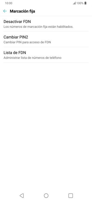 Pulsa Desactivar FDN para desactivar la marcación fija. Pulsa Desactivar FDN para desactivar la marcación fija.