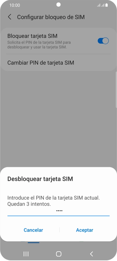Introduce tu código PIN y pulsa Aceptar. Introduce tu código PIN y pulsa Aceptar.