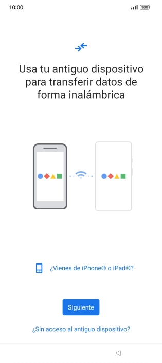 Sigue las indicaciones de la pantalla para transferir contenido desde otro teléfono. Sigue las indicaciones de la pantalla para transferir contenido desde otro teléfono.