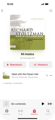 Desplázate a la categoría o a la lista de reproducción deseada y pulsa el archivo de música deseado. Desplázate a la categoría o a la lista de reproducción deseada y pulsa el archivo de música deseado.
