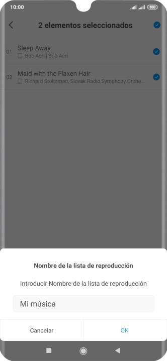 Introduce el nombre deseado de la lista de reproducción y pulsa OK. Introduce el nombre deseado de la lista de reproducción y pulsa OK.