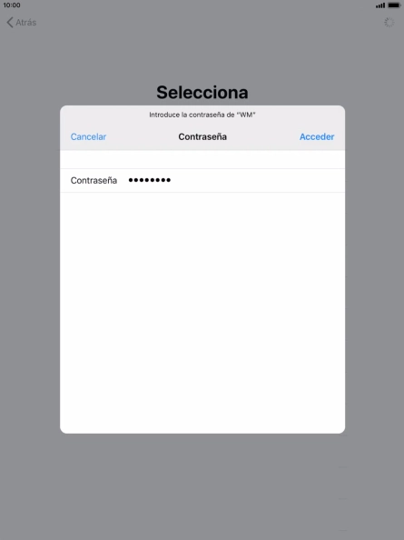 Introduce la contraseña de la red wifi y pulsa Acceder.
