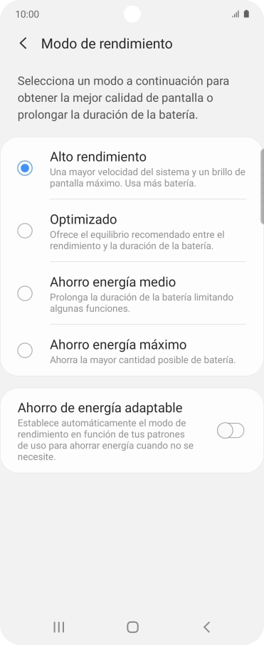 Pulsa el ajuste deseado. Pulsa el ajuste deseado.