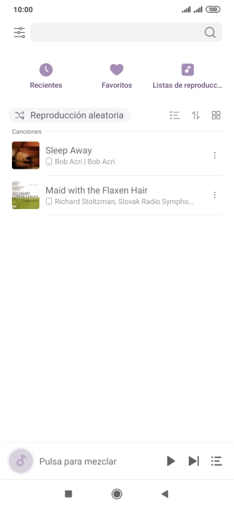 Pulsa el archivo de música deseado. Pulsa el archivo de música deseado.