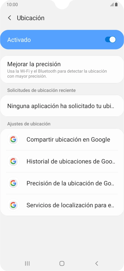 Pulsa Precisión de la ubicación de Go... Pulsa Precisión de la ubicación de Go...