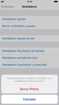 Pulsa Borrar iPhone. Pulsa Borrar iPhone.