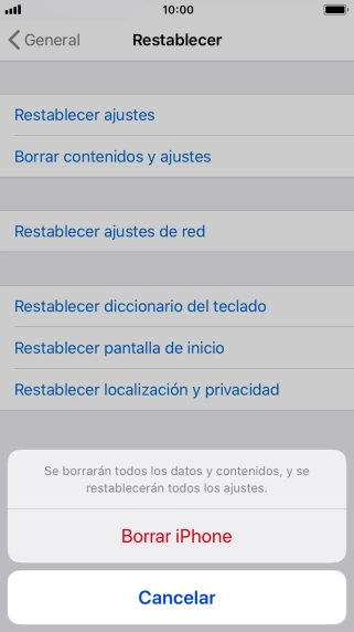 Pulsa Borrar iPhone.