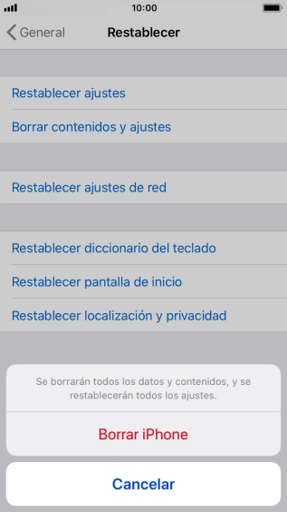 Pulsa Borrar iPhone. Pulsa Borrar iPhone.