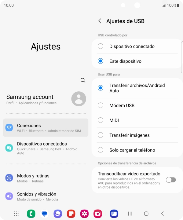 Pulsa Transferir archivos/Android Auto. Pulsa Transferir archivos/Android Auto.