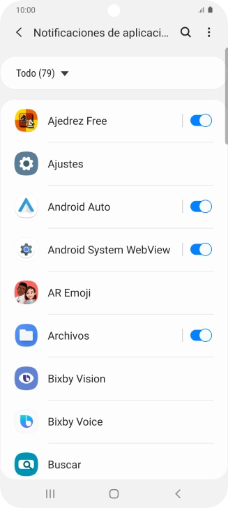 Pulsa el indicador junto a las apps deseadas para activar o desactivar la función. Pulsa el indicador junto a las apps deseadas para activar o desactivar la función.