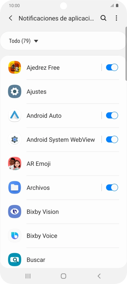 Pulsa el indicador junto a las apps deseadas para activar o desactivar la función. Pulsa el indicador junto a las apps deseadas para activar o desactivar la función.