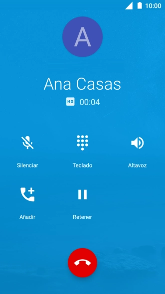 Pulsa el icono de finalizar llamada. Pulsa el icono de finalizar llamada.
