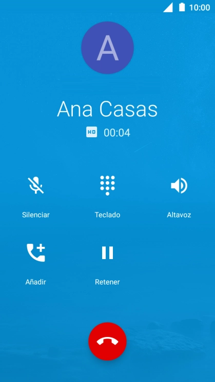 Pulsa el icono de finalizar llamada. Pulsa el icono de finalizar llamada.