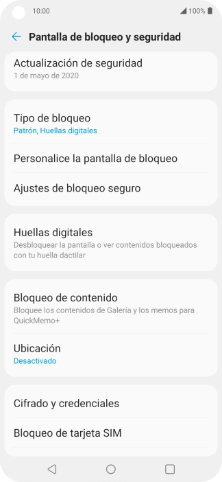 Pulsa Tipo de bloqueo e introduce el código de seguridad extra que has creado anteriormente. Pulsa Tipo de bloqueo e introduce el código de seguridad extra que has creado anteriormente.