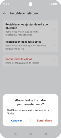 Pulsa Borrar datos.