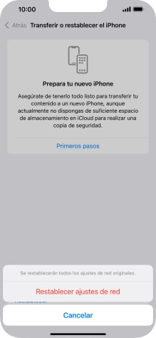 Pulsa Restablecer ajustes de red. Pulsa Restablecer ajustes de red.