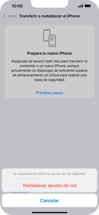 Pulsa Restablecer ajustes de red. Pulsa Restablecer ajustes de red.