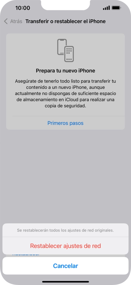 Pulsa Restablecer ajustes de red. Pulsa Restablecer ajustes de red.
