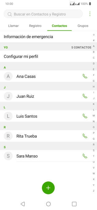 Pulsa el icono de nuevo contacto.