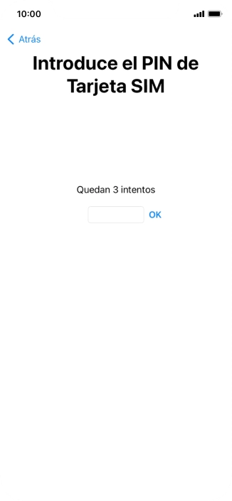 Si es necesario desbloquear la tarjeta SIM, introduce el código PIN y pulsa OK. Si es necesario desbloquear la tarjeta SIM, introduce el código PIN y pulsa OK.