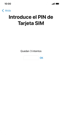 Si es necesario desbloquear la tarjeta SIM, introduce el código PIN y pulsa OK. Si es necesario desbloquear la tarjeta SIM, introduce el código PIN y pulsa OK.