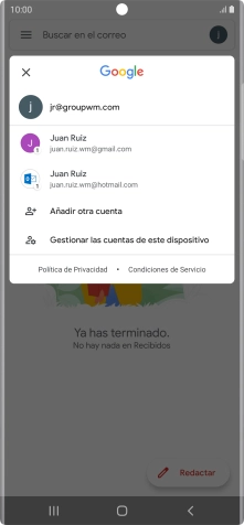 Pulsa la cuenta de correo electrónico deseada. Pulsa la cuenta de correo electrónico deseada.