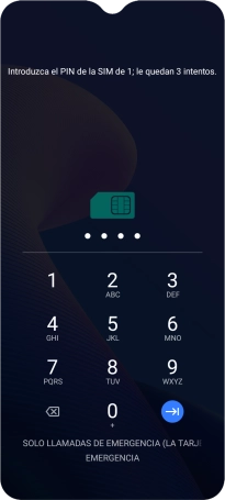 Si lo solicita el teléfono, introduce el código PIN y pulsa la flecha hacia la derecha. Si lo solicita el teléfono, introduce el código PIN y pulsa la flecha hacia la derecha.