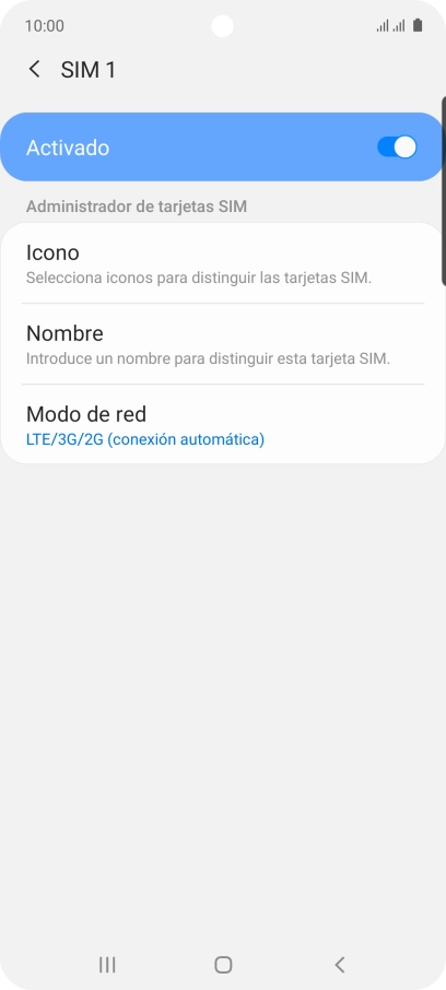 Pulsa el indicador para activar o desactivar el uso de la tarjeta SIM. Pulsa el indicador para activar o desactivar el uso de la tarjeta SIM.