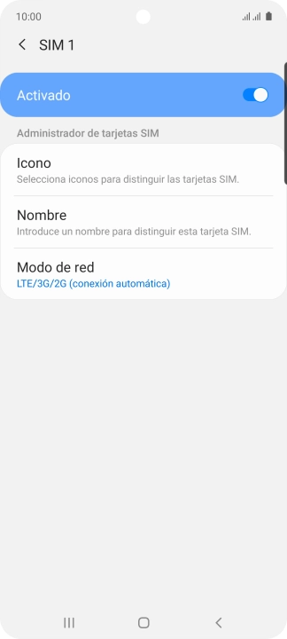 Pulsa el indicador para activar o desactivar el uso de la tarjeta SIM. Pulsa el indicador para activar o desactivar el uso de la tarjeta SIM.